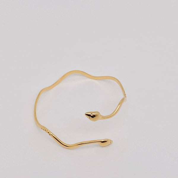 Mio Queena - Wave Design Double Headed Snake Cuff Bangle - FGS