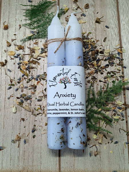 Elemental Earth Shop - Anxiety Herbal 6 inch Candles