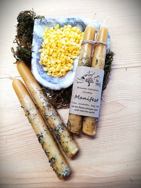 Elemental Earth Shop - Beeswax Manifest Intention Candles