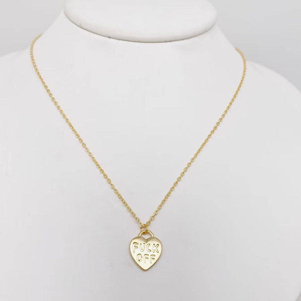Mio Queena - "FUCK OFF" Gold Plated Heart Pendant Necklace
