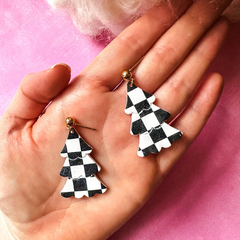 Blush and Bash Studio - Checker Print Christmas Dangle