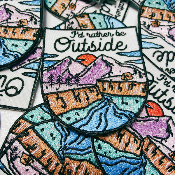 TEELUX - 2.5" I'd Rather be OUTSIDE - Embroidered Hat Patch