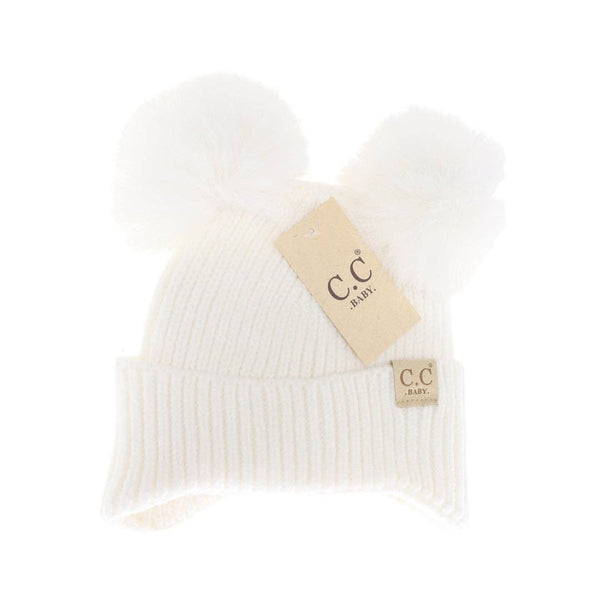 C.C Beanie - BABY Ear Flap Double Pom C.C Beanie BBHTC0078