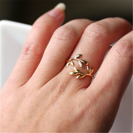 Perimade & Co. LLC - Olive Tree Branch Stacking Bypass Ring in Solid Copper