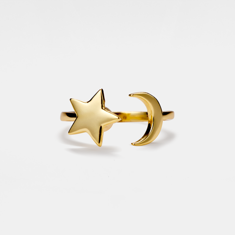 Moon Star Anxiety Fidget Spinner Ring in Solid Copper