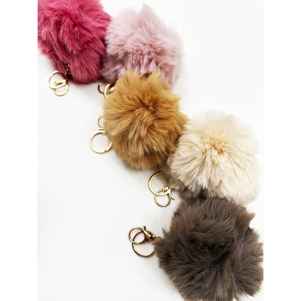 Love and Repeat - Soft Neutral Tone Jumbo Pom Pom Keychain