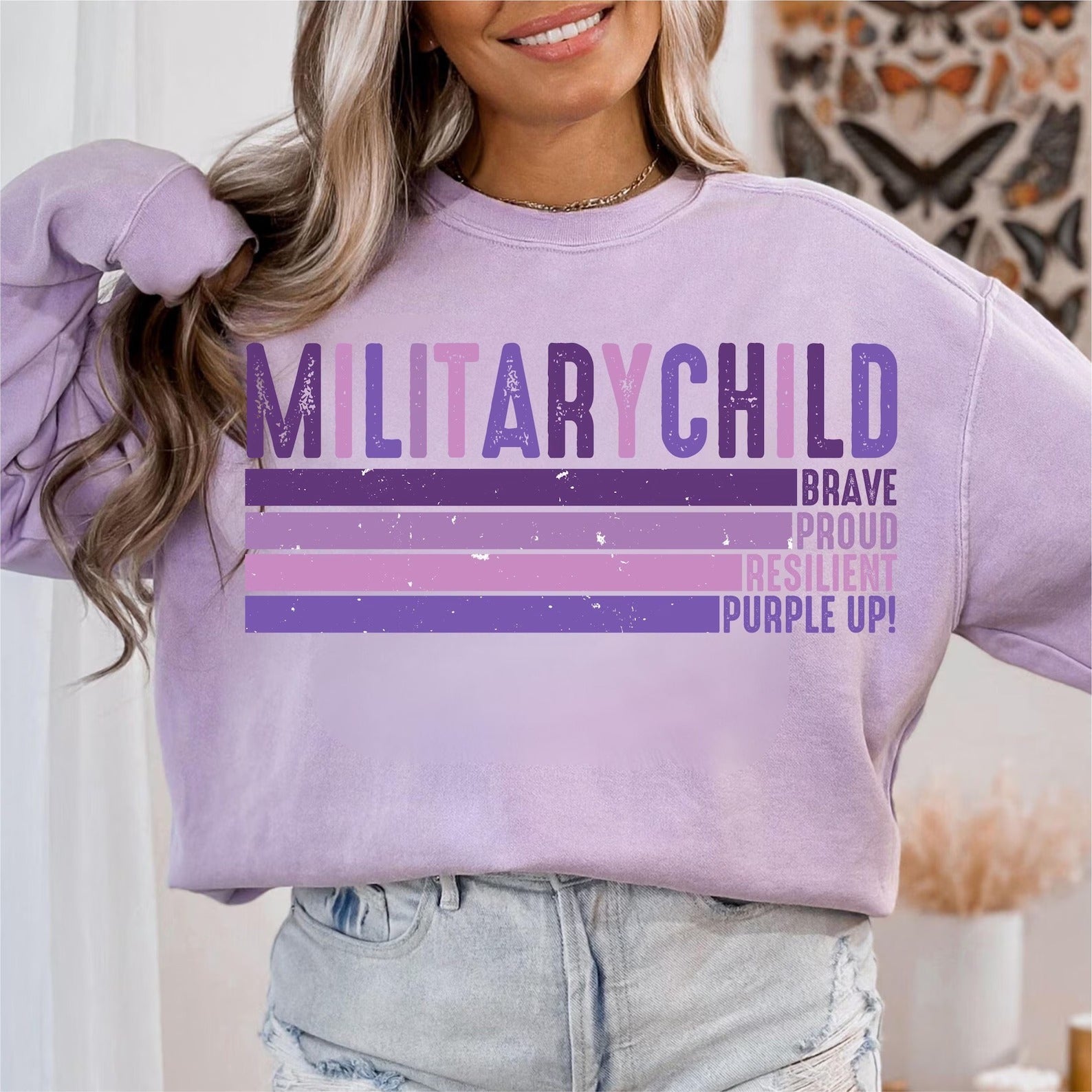 MILITARY CHILD STRIPES - PURPLE UP!