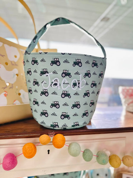 Spring Green Tractor Easter Basket
