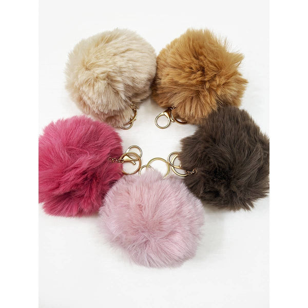 Love and Repeat - Soft Neutral Tone Jumbo Pom Pom Keychain