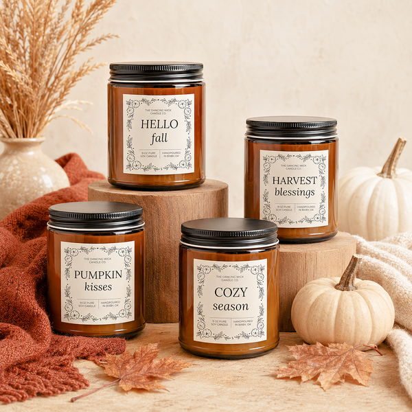 THE DANCING WICK CANDLES - Pumpkin Kisses Fall Soy Candle | 4 & 9 oz Amber Jar