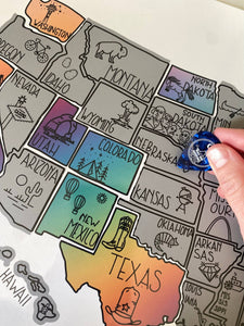 Track Your Adventures - Silver 50 States USA Scratch Off Map with Icons