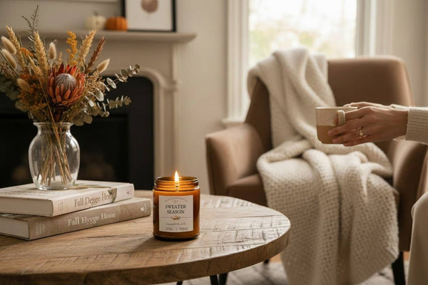 THE DANCING WICK CANDLES - Sweater Season Fall Soy Candle - 4 & 9 oz Amber Jar