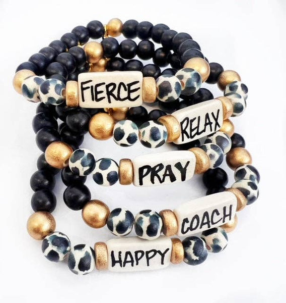 Audra Style - Affirmation Word Beaded Bracelets Inspirational - Black and White