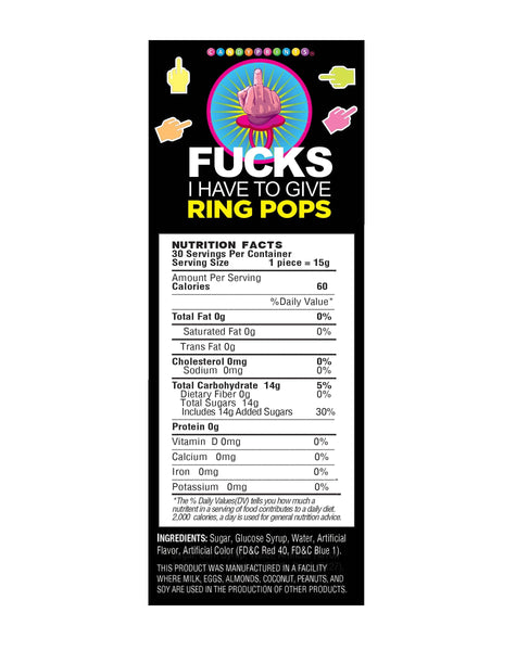 Little Genie Productions - Fucks I Have to Give Middle Finger Ring Pop Display of 30