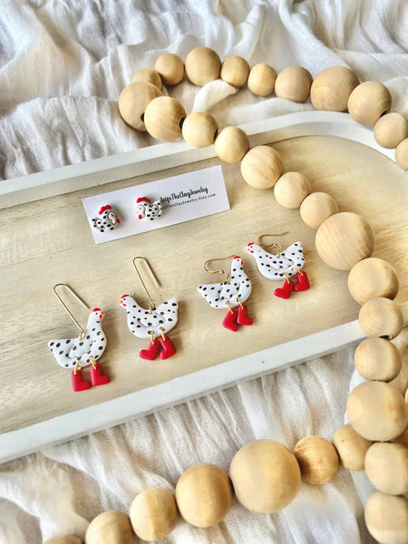 SeizeTheClayJewelry - Chicken Clay Earrings, Chicken Earrings, Farm Animal Earring