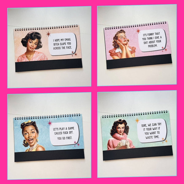 Corporate Snark - Sassy & Sweary Women at the Office Desk Flip Sign