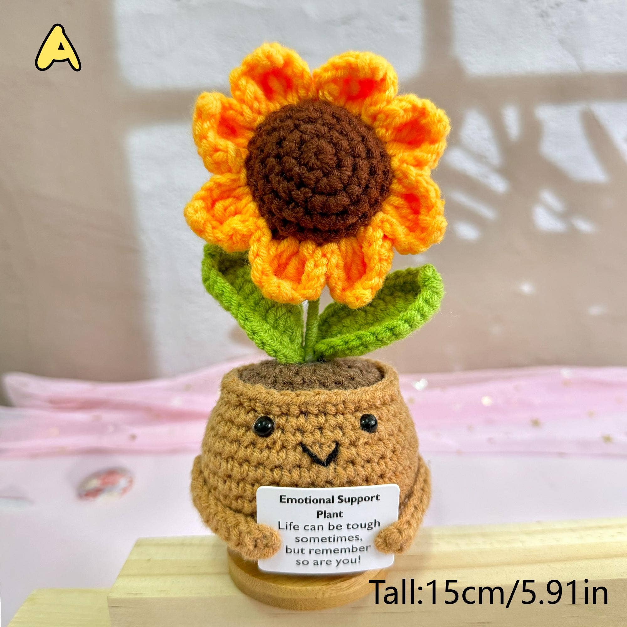 TOMOPOD LLC -  Crochet Flowers in Pot, Sunflower, Cute Daisy Support Gift