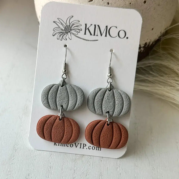 KIMCo. - Polymer Clay Earrings - Fall - Pumpkin Drop