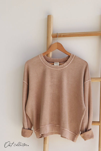 OAT COLLECTIVE - PREMIUM BASIC Cropped Thermal Vintage Pullover