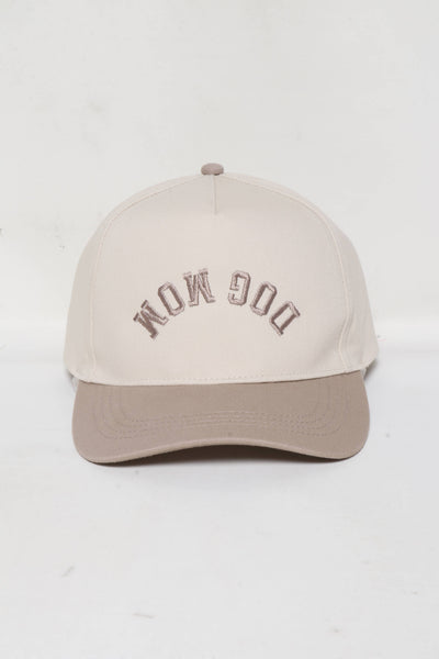 DOG MOM Upside Down embroidery in Two Tone Baseball Cap