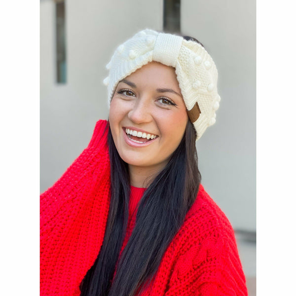 C.C Beanie - Bobble Knit C.C Head Wrap HW3836