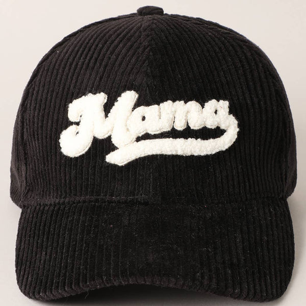 MAMA 3D Embroidered Fuzzy Patch Corduroy Cap