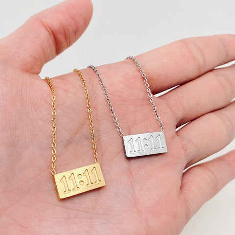 Mio Queena - "11:11" Charm Pendant Stainless Steel Necklace - FGS