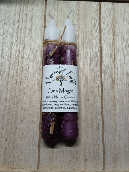 Elemental Earth Shop - Sex Magic 6 inch Herbal Intention Candles