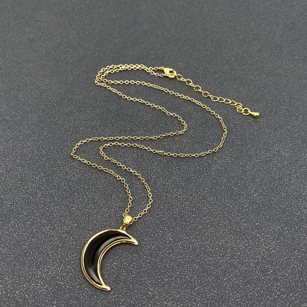 Mio Queena - Dried Flower Floral Black Moon Charm Necklace - PDF/MS
