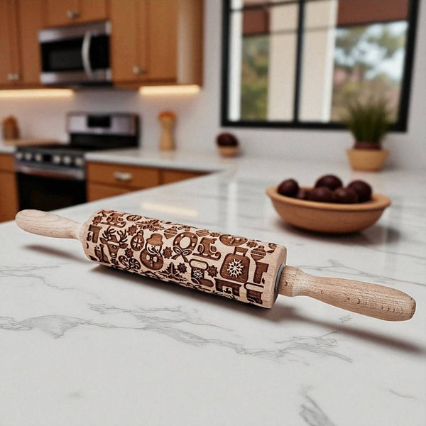 Gia Roma - Christmas Baking Gift Set Wooden Rolling Pins Holiday Cookie