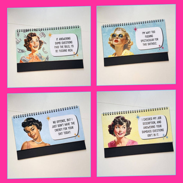 Corporate Snark - Sassy & Sweary Women at the Office Desk Flip Sign