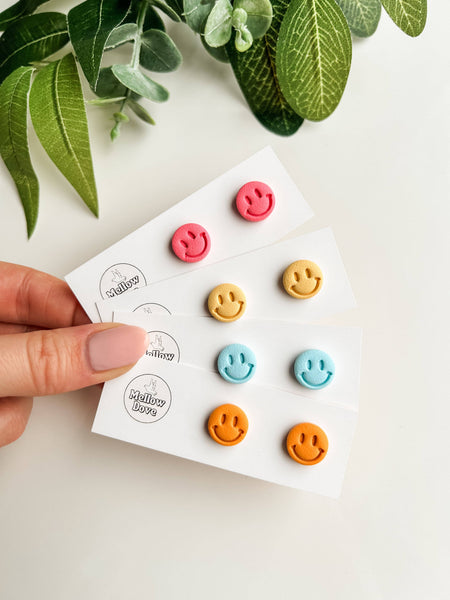 Mellow Dove Designs - Smiley Face Stud Earrings | Colorful Boho Spring