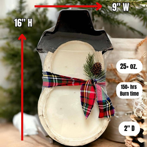Crooked River Candle - Snowman Shaped Wood Bowl | Holiday Candle | Choice of Scent