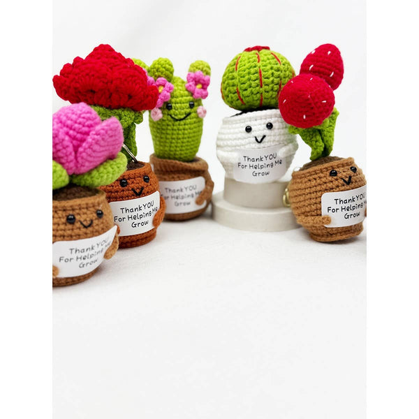 Love and Repeat - Positive Crochet Potted Succulent KeyChain