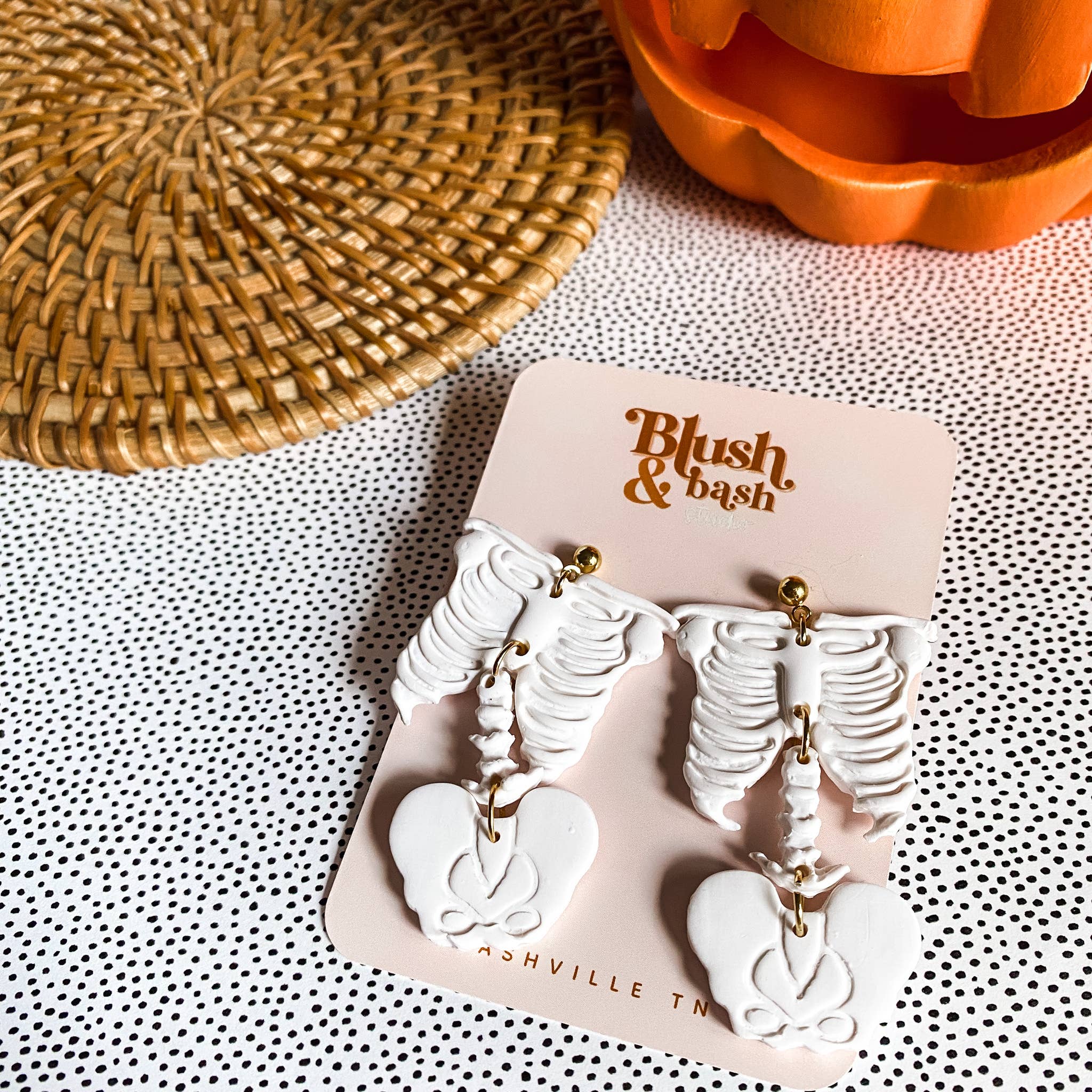 Blush and Bash Studio - Skeleton Earrings - Halloween Earrings