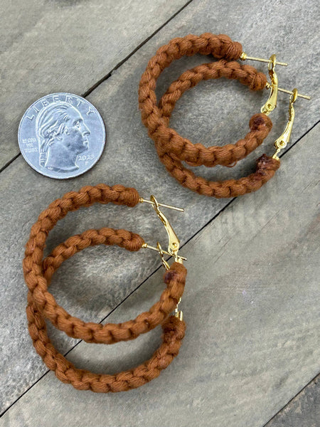 HK Macrame Jewelry - Knotted Hoops - Cinnamon