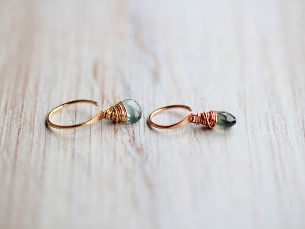 Saressa Designs - Moss Aquamarine Dangle Hugs