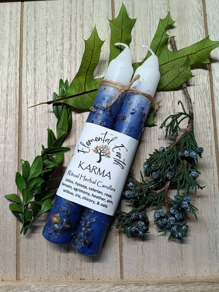 Elemental Earth Shop - Karma Herbal 6 inch Ritual Intention Candles