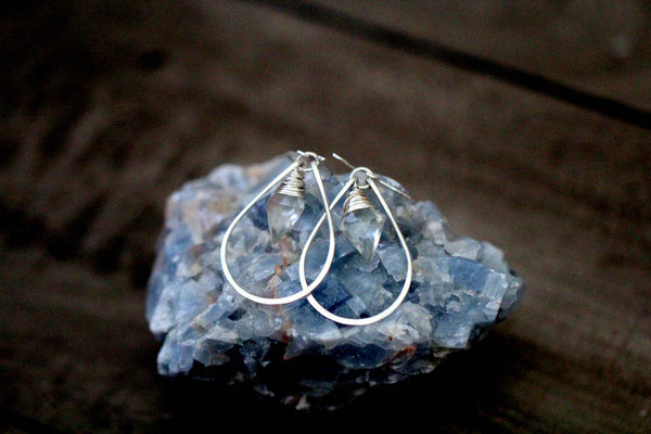 Saressa Designs - Arrow Hoops - Crystal Quartz