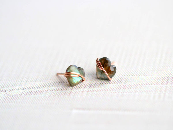 Saressa Designs - Heart Studs - Labradorite