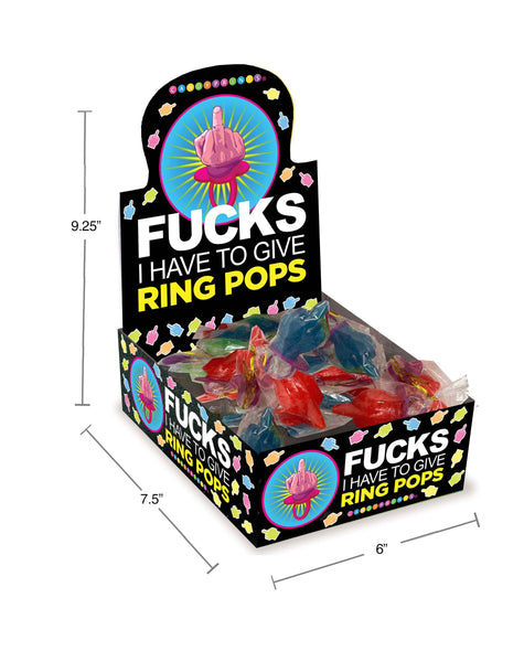 Little Genie Productions - Fucks I Have to Give Middle Finger Ring Pop Display of 30