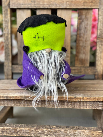 A Gnome on the Roam - Frankenstein Gnome, handmade stuffed garden gnome, shelf sit