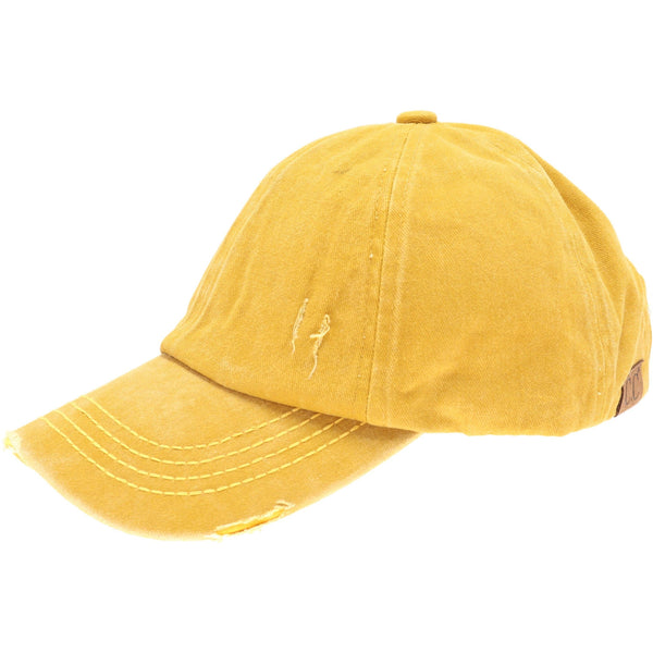 C.C Beanie - Washed Denim Criss-Cross High Ponytail CC Ball Cap BT799C