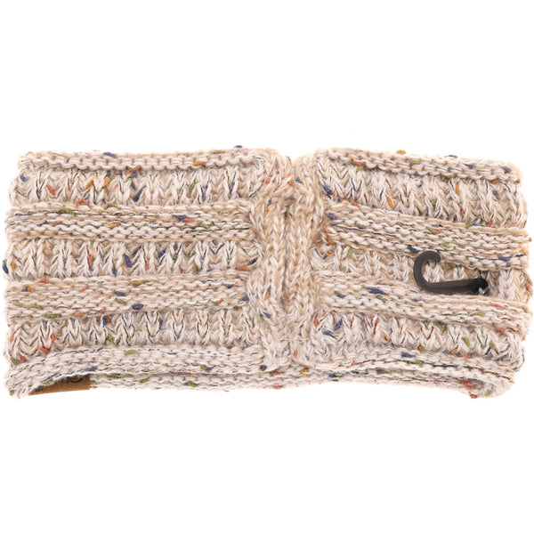 C.C Beanie - Ombre Ribbed Flecked Women's Fashion Ponytail Headband