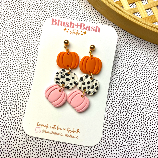 Blush and Bash Studio - Tiered Pumpkin Dangle Earrings