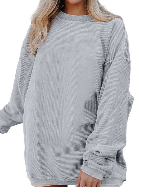 Pretty Bash - Ribbed Oversized Long Sleeve Sweatshirt: XL / Apricot