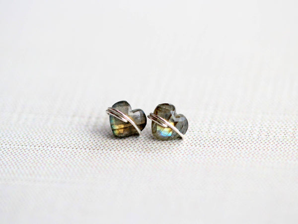Saressa Designs - Heart Studs - Labradorite