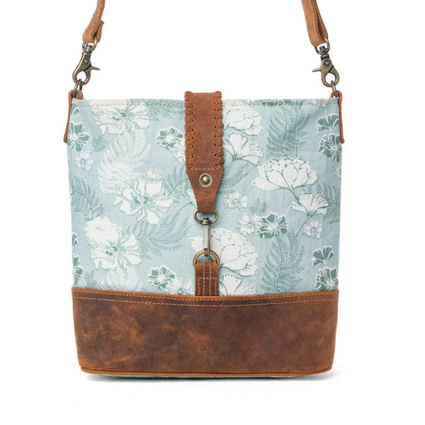 Myra Bag - Sagefield Cotton & Leather Shoulder Bag in Mint Brown