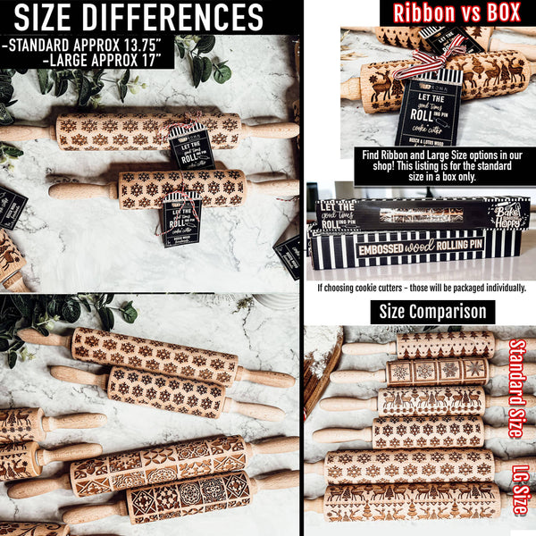 Gia Roma - Christmas Kitchen Gifts, Wood Rolling Pin for Holiday Cookie