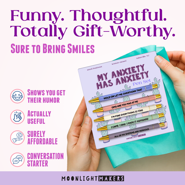 Moonlight Makers - My Anxiety Has Anxiety - Funny Pen Set - Gift, Birthday